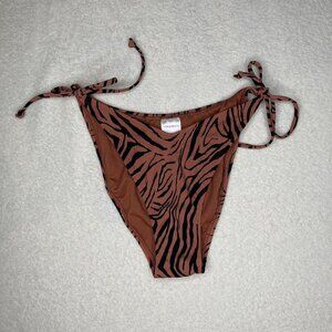 Xhilaration Womens L  Bikini Bottom High Leg Scoop Waist Brown Animal Print NWT